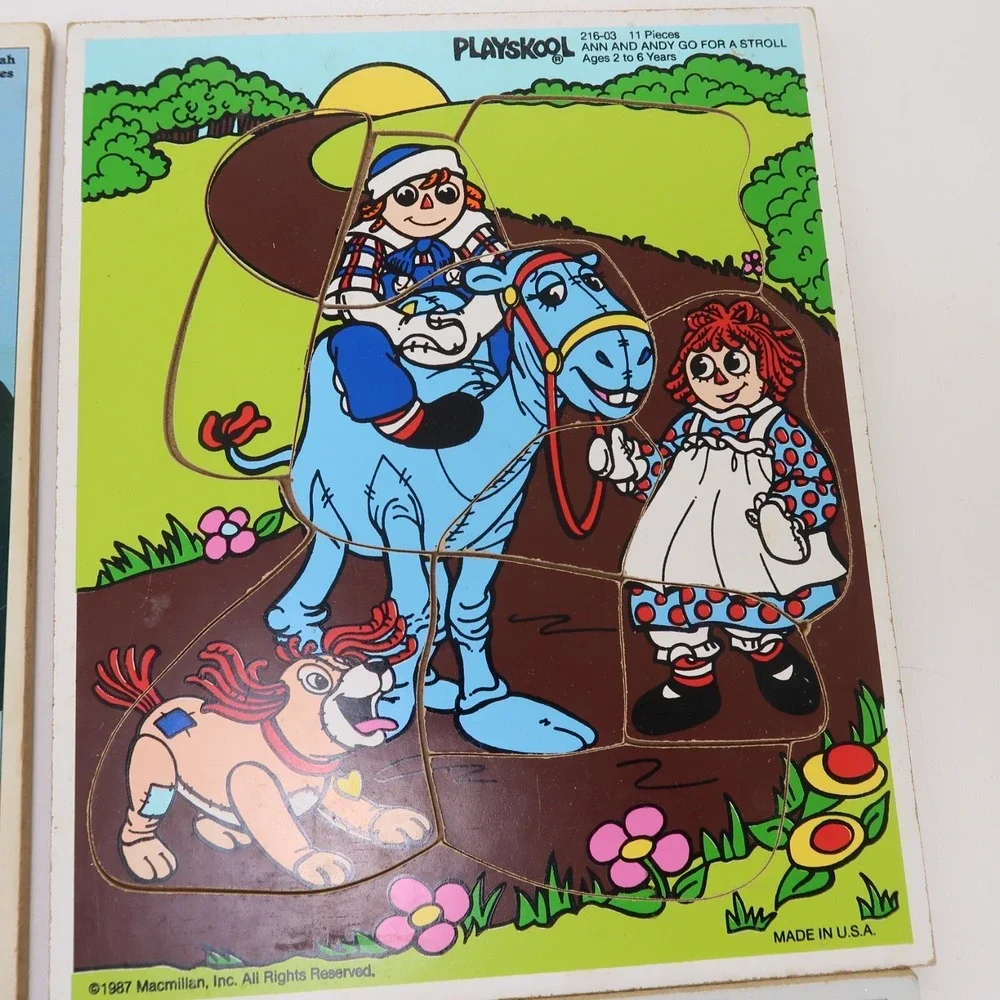 Disney Aladdin Teletubbies Pirates Raggedy Playskool Wooden Tray Puzzles Lot